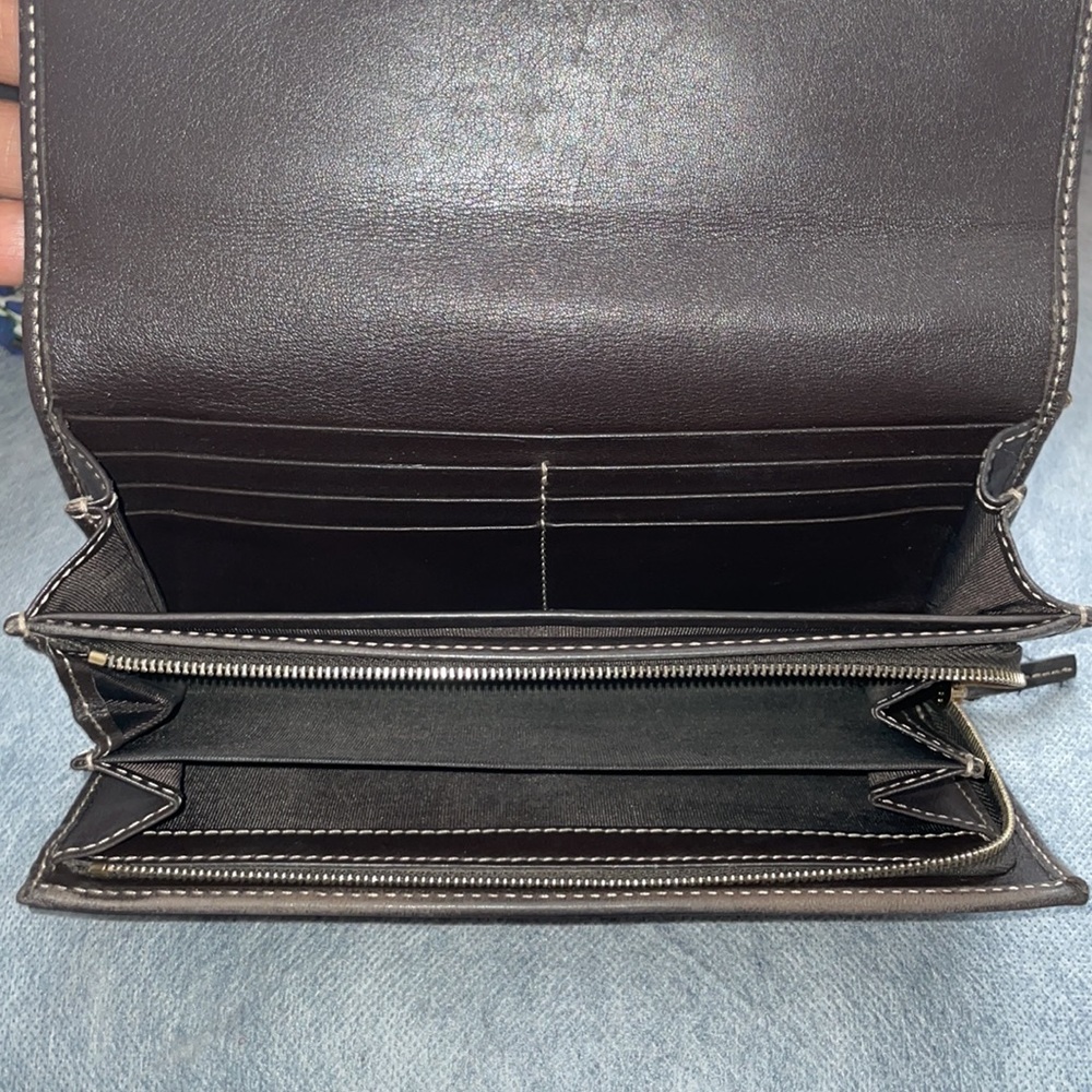 GUCCI HEART SIGNATURE JACQUARD GG BROWN LEATHER TRIM WALLET - Picture 4 of 12